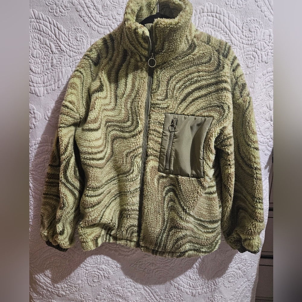 Pull&Bear Green Sherpa Jacket